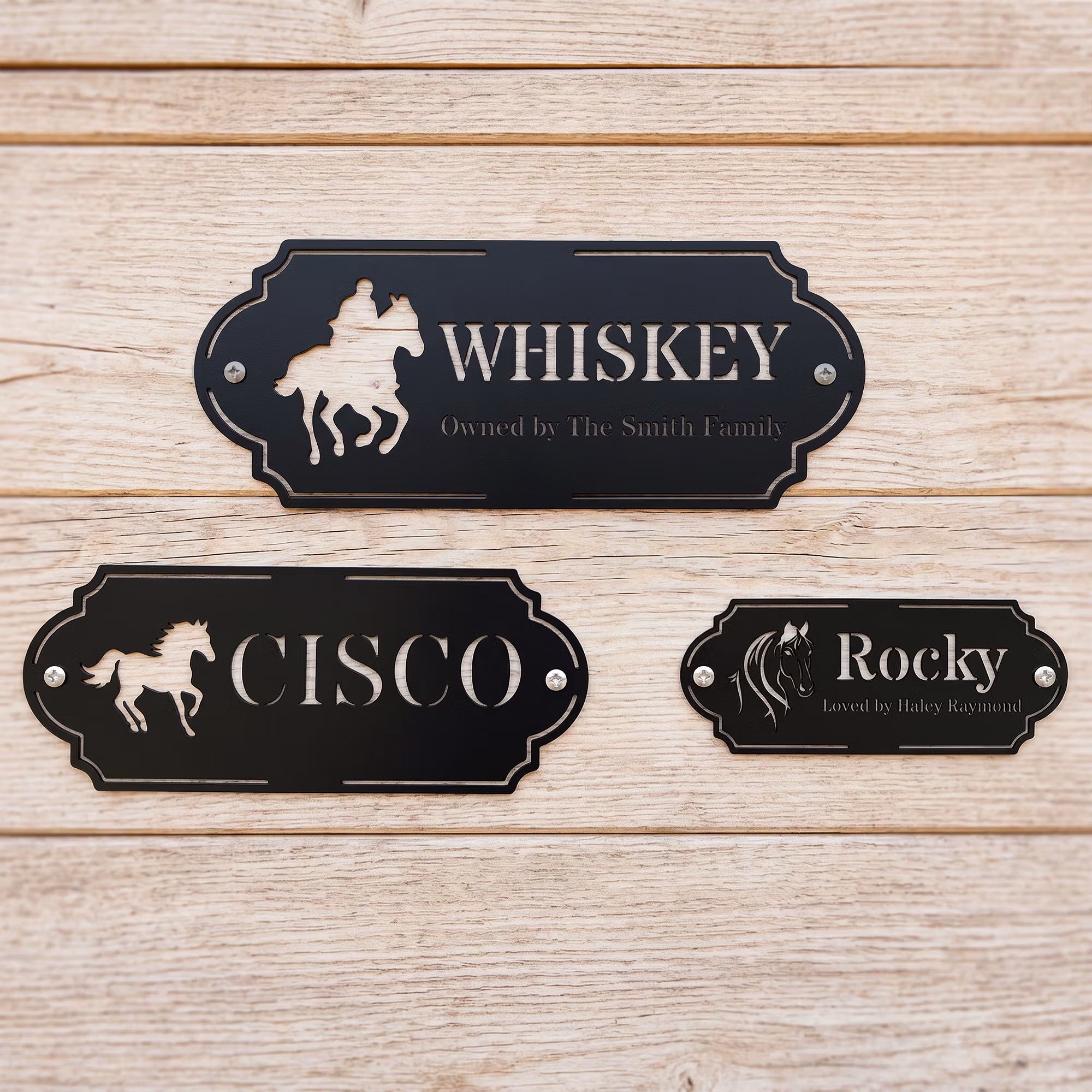 Personalized Silhouette Horse Stall Metal Sign with Name and Text Barn Decor Housewarming Gift for Horse Lovers Owners