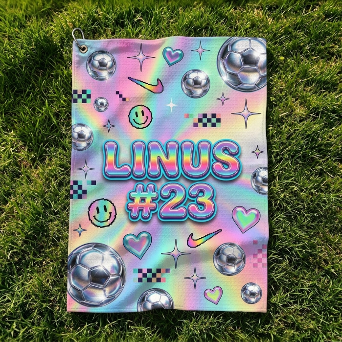 Personalized Y2K Holographic Soccer Towel Custom Name Number Soccer Sports Towel
