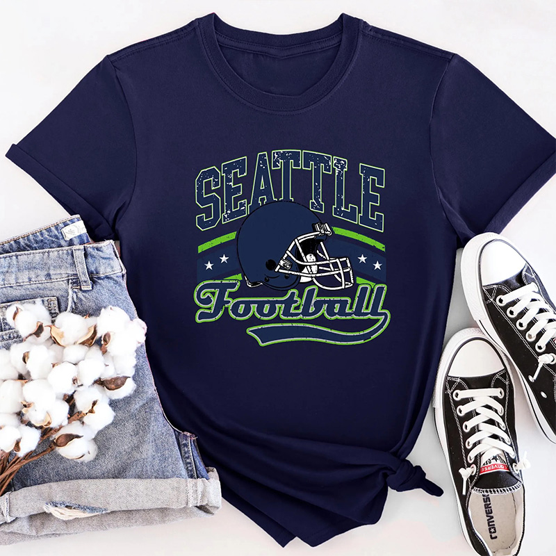 Personalized American Football Team T-Shirt Baseball Mom Shirt With Retro Helmet Design