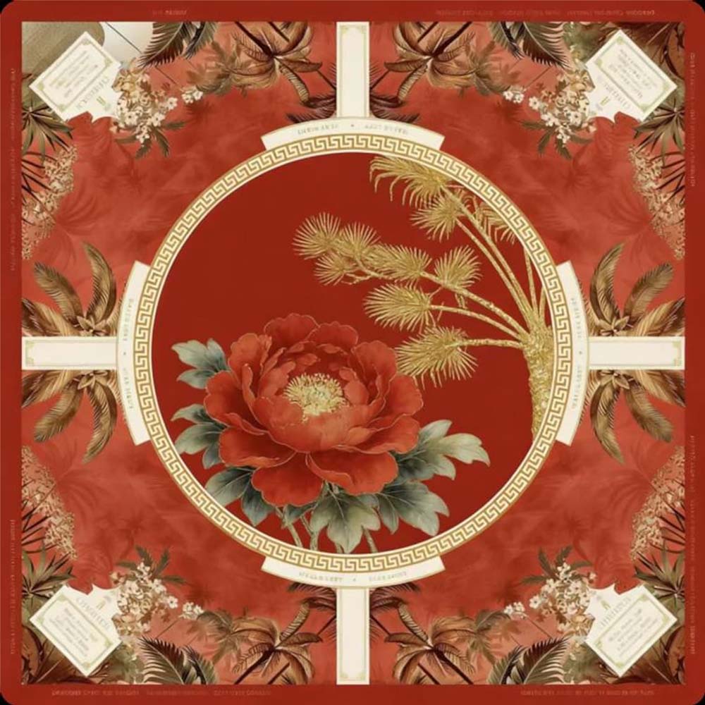 Lotus Mahjong Mat Botanical Game Table Pad Noise Reducing Gaming Desk Cover