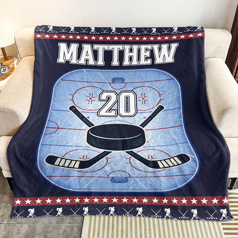 Personalized Sports Blanket with Custom Name and Number Design