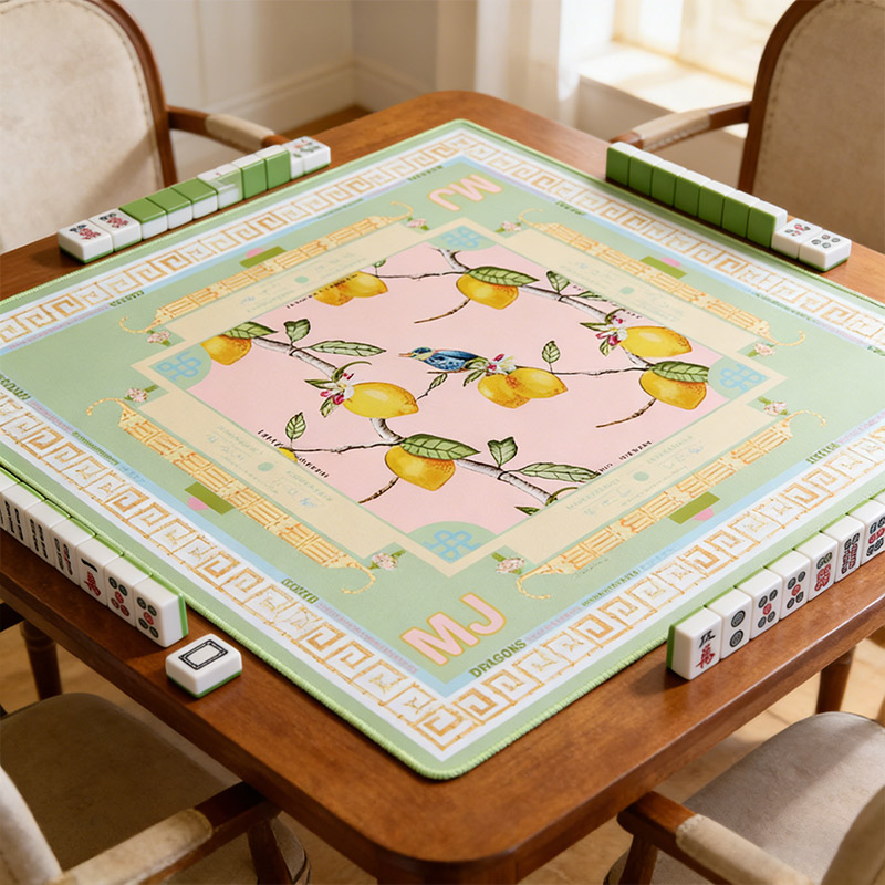 Personalized Lemon Bird Mahjong Mat Custom Initials Mat for Mah jongg Lovers