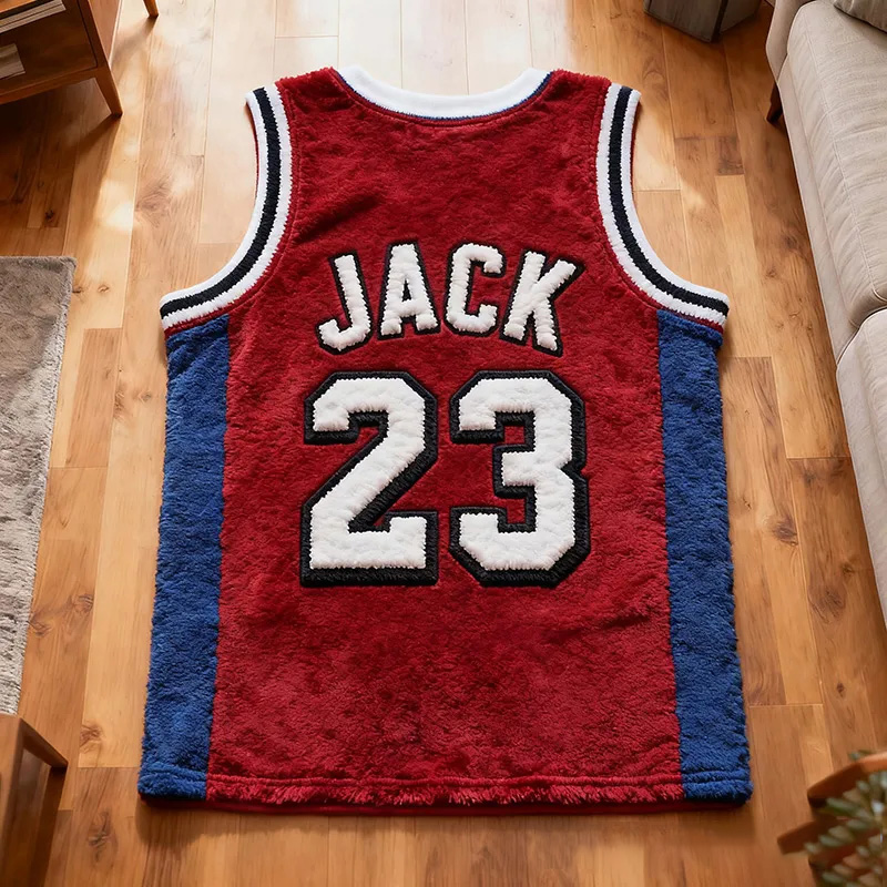 Personalized Basketball Jersey Rug with Custom Name and Number for Fans and Players