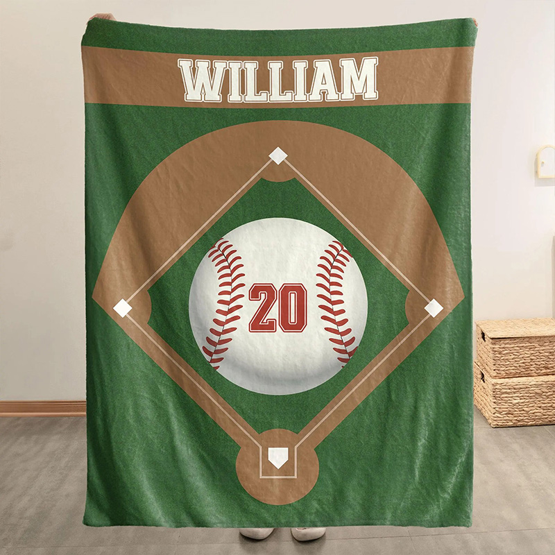 Personalized Sports Blanket with Custom Name and Number Design