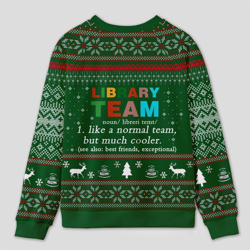 Personalized Library Team Themed Ugly Sweater Festive Gift for Book Loves