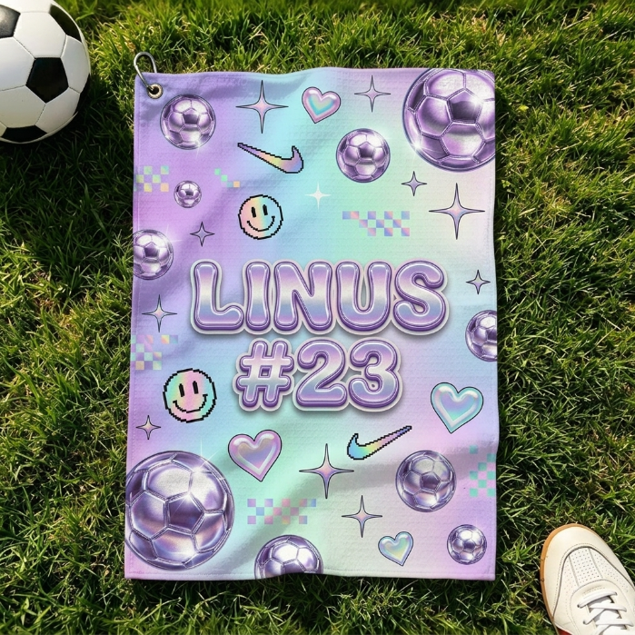 Personalized Y2K Holographic Soccer Towel Custom Name Number Soccer Sports Towel