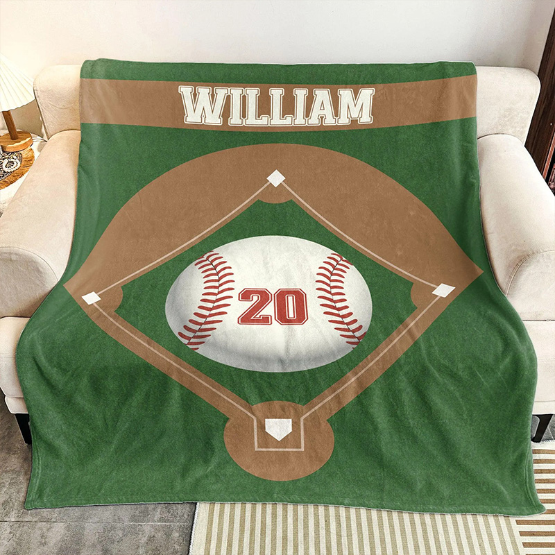 Personalized Sports Blanket with Custom Name and Number Design