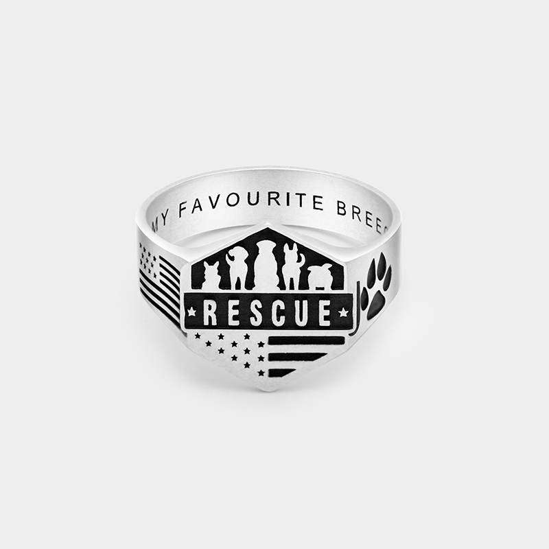 Personalized Custom Engraved Rescue Ring Personalized Inside Text Ring Firefighter EMS Military Tribute Jewelry Gift for Him 925 Sterling Silver 