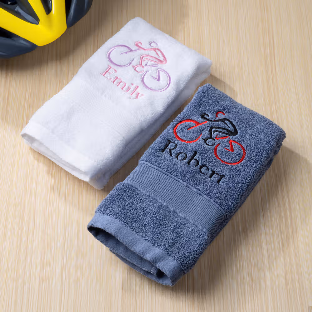 Personalized Embroidered Cycling Towel, Custom Name Bike Sport Towel, Absorbent Cotton Sweat Towel Gift for Cyclists