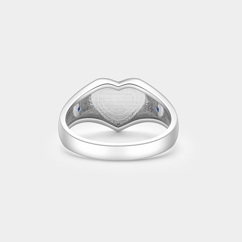 Personalized Sterling Silver Heart Ring – Custom Birthstone and Birth Flower Jewelry 925 Sterling Silver Gifts for Her