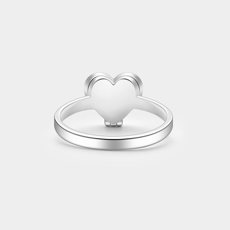 Custom Sterling Silver Heart Locket Ring – Personalized Pet Hair Keepsake Jewelry