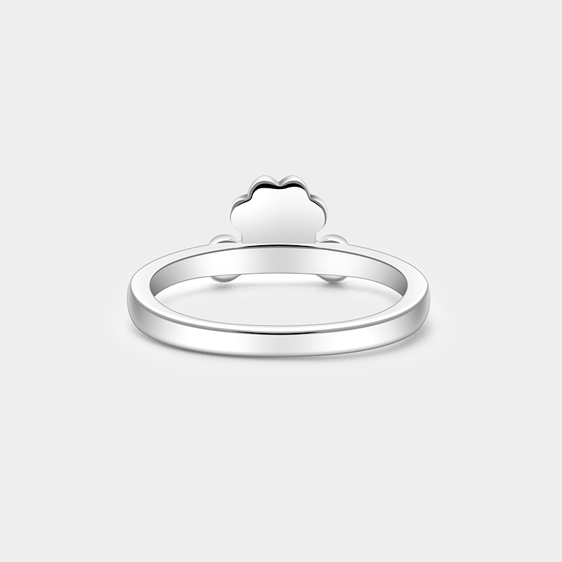 Personalized Custom Name Paw and Bone Ring 925 Sterling Silver Personalized Engraved Pet Lover Jewelry Gift for Dog Mom 925 Sterling Silver