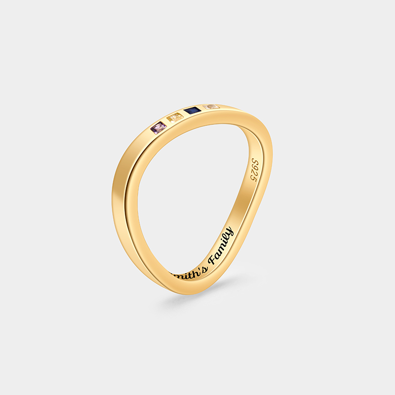 Personalized Sterling Silver Infinity Ring – Custom Name and Multi-Birthstone Symbol of Eternal Love