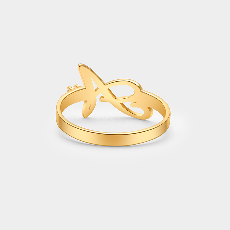 Personalized Personalized Birthstone Initial Ring – Sterling Silver Dual-Tone Custom Jewelry 925 Sterling Silver Gifts for Her