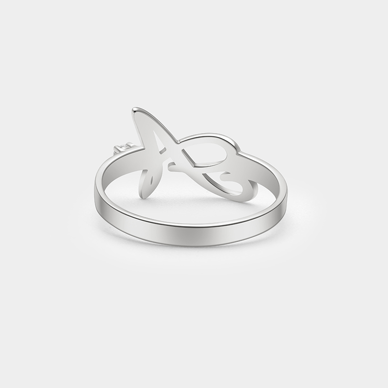 Personalized Personalized Birthstone Initial Ring – Sterling Silver Dual-Tone Custom Jewelry 925 Sterling Silver Gifts for Her