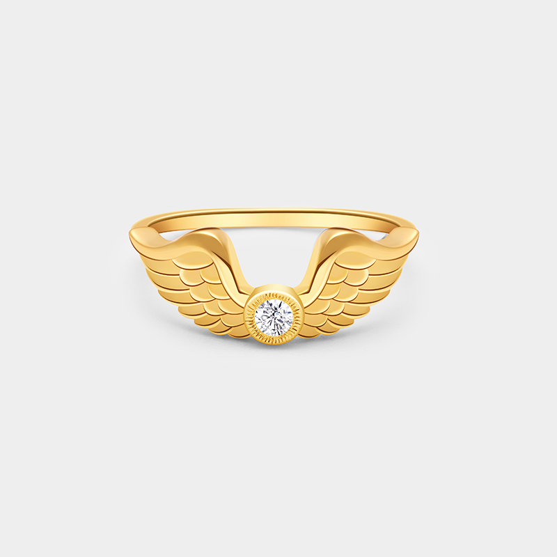 Personalized Sterling Silver Wing Ring – Custom Name and Birthstone Angelic Jewelry 925 Sterling Silver Gifts for Her