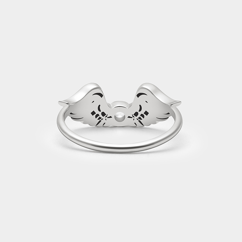 Personalized Sterling Silver Wing Ring – Custom Name and Birthstone Angelic Jewelry 925 Sterling Silver Gifts for Her