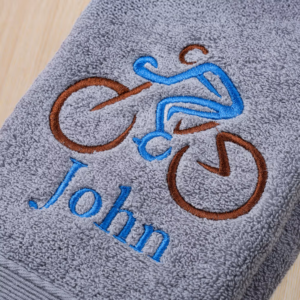 Personalized Embroidered Cycling Towel, Custom Name Bike Sport Towel, Absorbent Cotton Sweat Towel Gift for Cyclists