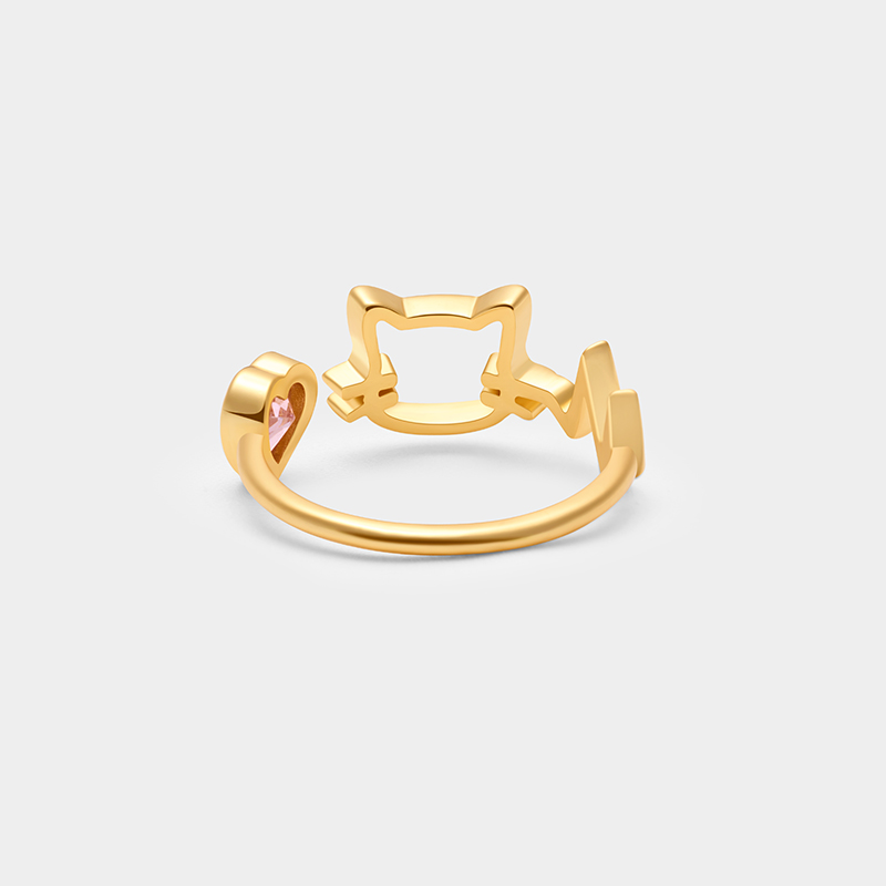 Personalized Cat-Themed Sterling Silver Ring – Custom Name and Birthstone Open Design Jewelry 925 Sterling Silver Gifts for Her