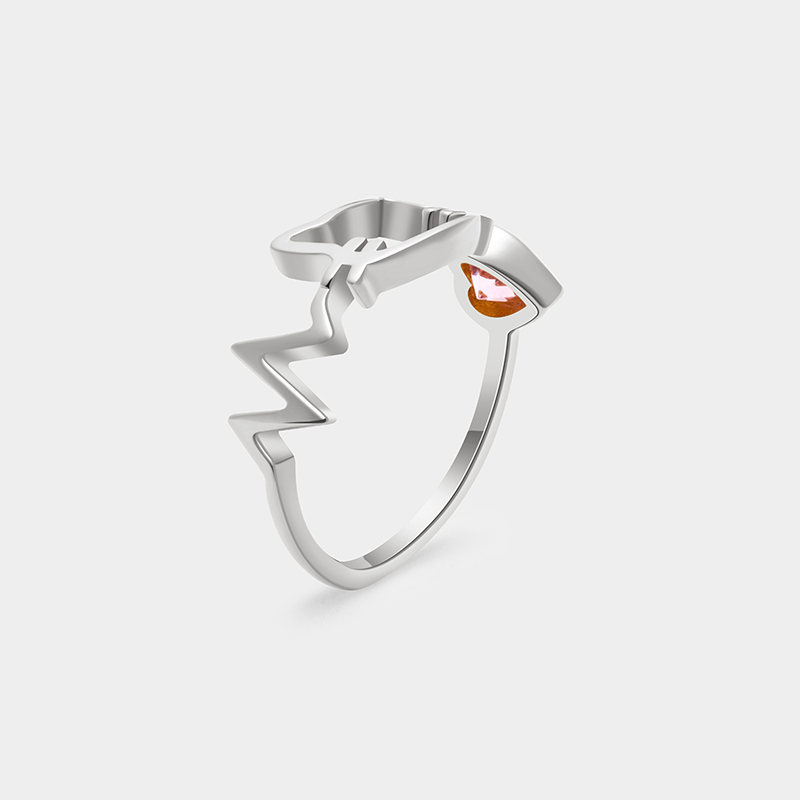 Personalized Cat-Themed Sterling Silver Ring – Custom Name and Birthstone Open Design Jewelry 925 Sterling Silver Gifts for Her