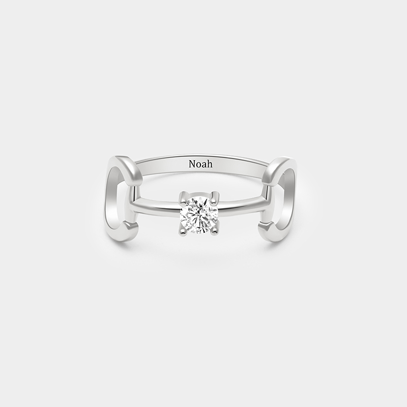 Personalized Sterling Silver Bit Ring – Custom Name and Birthstone Equestrian-Inspired Jewelry 925 Sterling Silver Gifts for Her