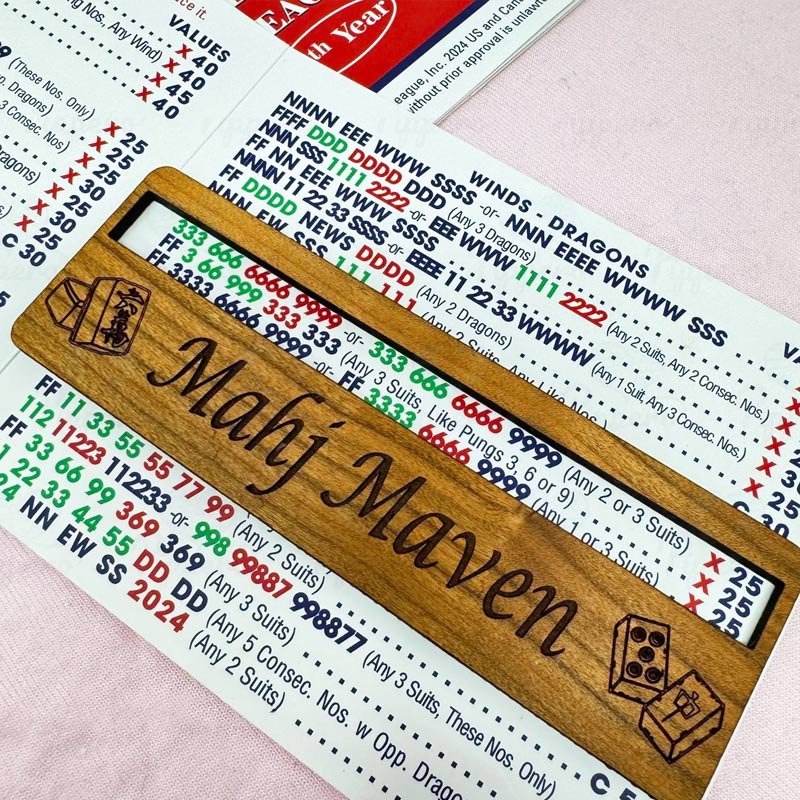 Personalized Wooden Acrylic Mahjong Line Finder Reader Custom Mahj Group Tournament with Mahjong Tile Accents Mah Jongg Lover Gift 