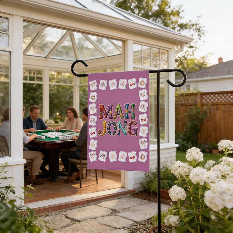 Mahjong Garden Flags Pink Mahjong Decor Courtyard Decor Mahjong Parties and Gifts for Mahjong Enthusiasts
