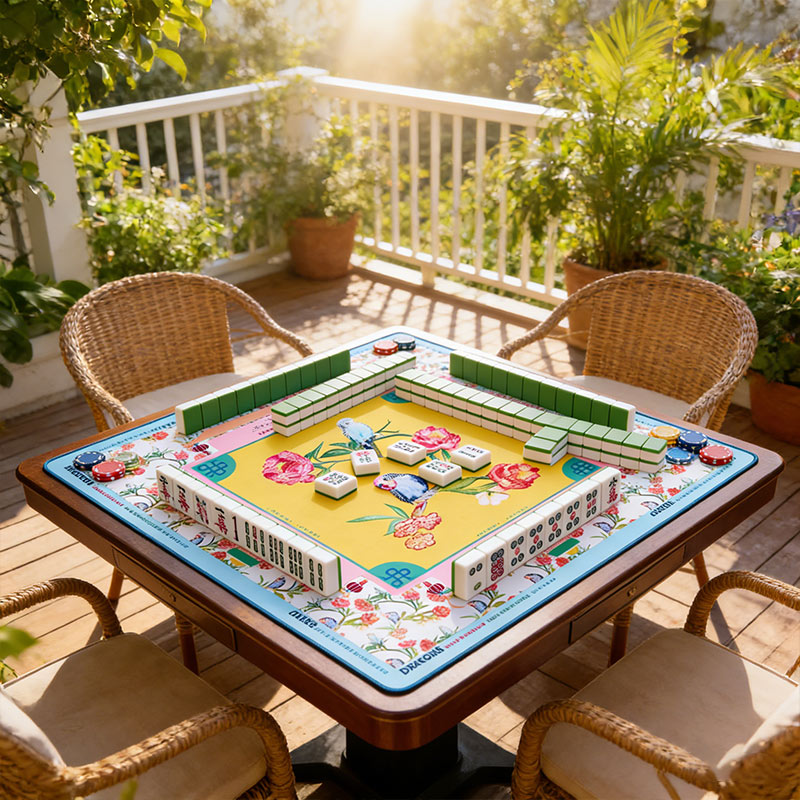 Watercolor Painting of Flowers and Birds Mahjong Mat  Spring Scenery Mat for Mah jongg Lovers