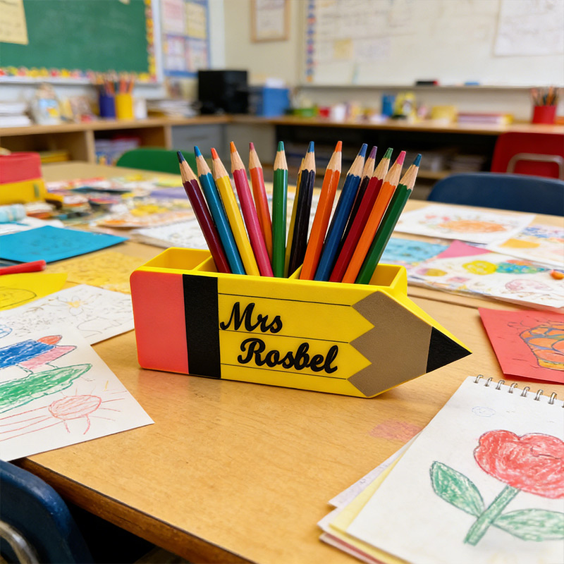 Personalized Pencil Desk Organizer 3D-Printed Pencil Case Teacher's Desk Organizer Gift for Teachers