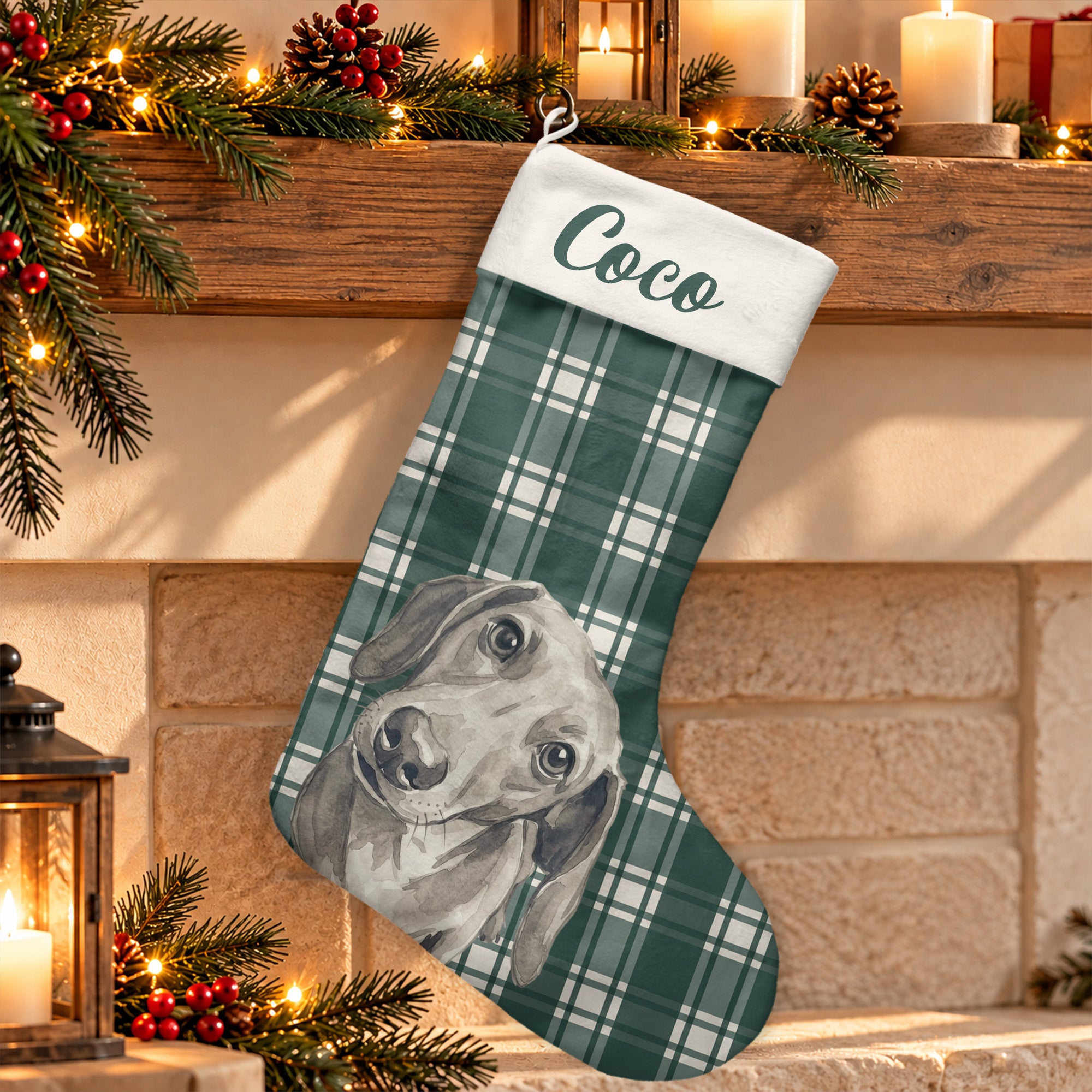 Personalized Photo Family Members Pet Dog Cat Christmas Decor - Personalized Stocking