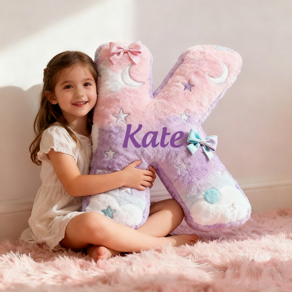 Personalized Colorful 26 Letters Cute Graphic 3D Print Christmas Gift Pillow Cute Magic Beautiful Letter Custom Pillow Gift for Kids