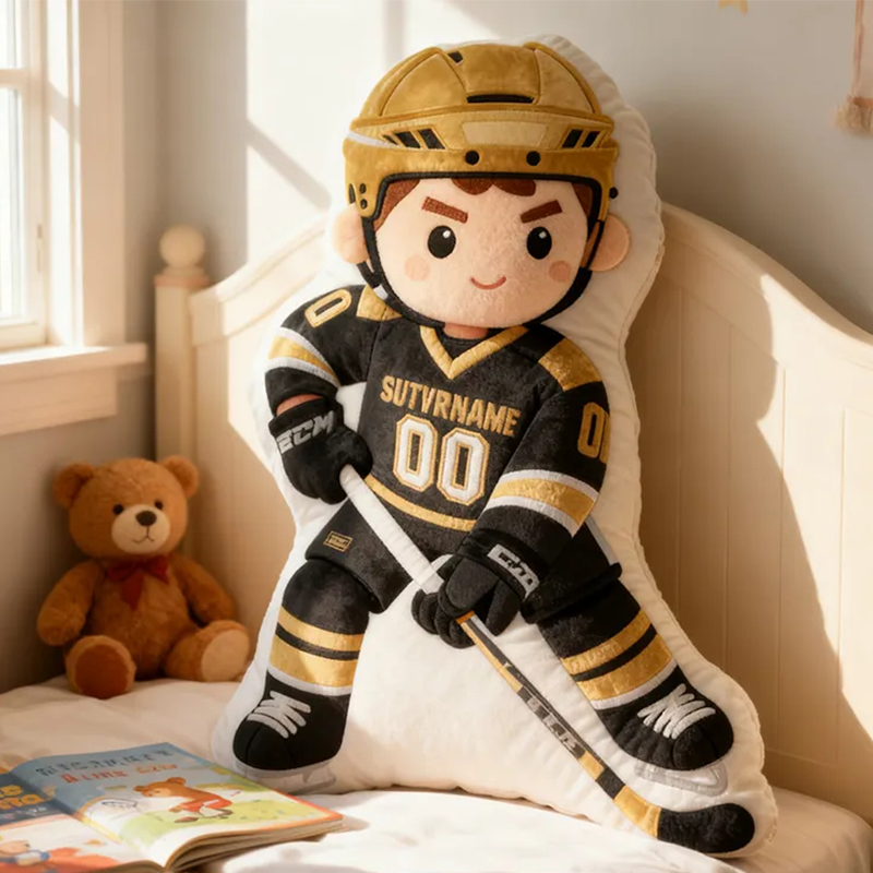 Personalized Ice Hockey Player Pillow with Custom Name and Number Perfect Gift for Hockey Enthusiasts