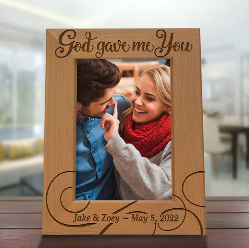 Personalized God Gave me you Wooden Picture Frame with Custom Name and Date Religious Gift Anniversary Gift Wedding Gift for Couple