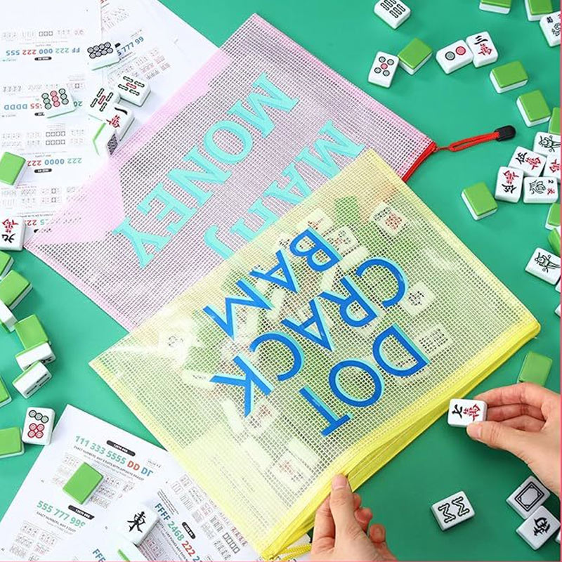 Mahjong Tile Bag PVC Clear Mahjong Case Size Waterproof Zippered Storage Tile Holder Rack Bag for Mahjong Lover