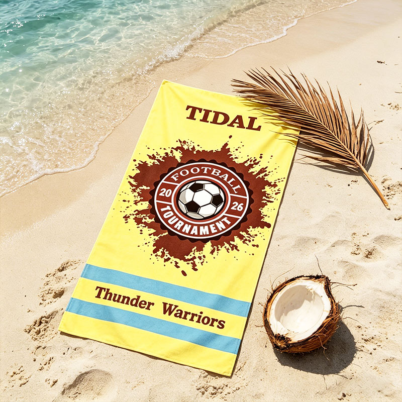 Personalized Soccer Beach Towel Soccer Pin with Custom Name and Team Logo Gifts for Fans