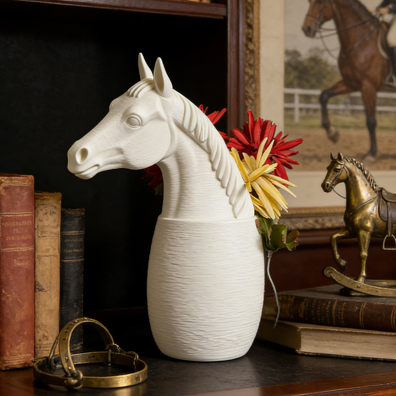 Personalized Horse-Head Vase 3D-Printed Horse-Themed Vase for Equestrian Enthusiasts