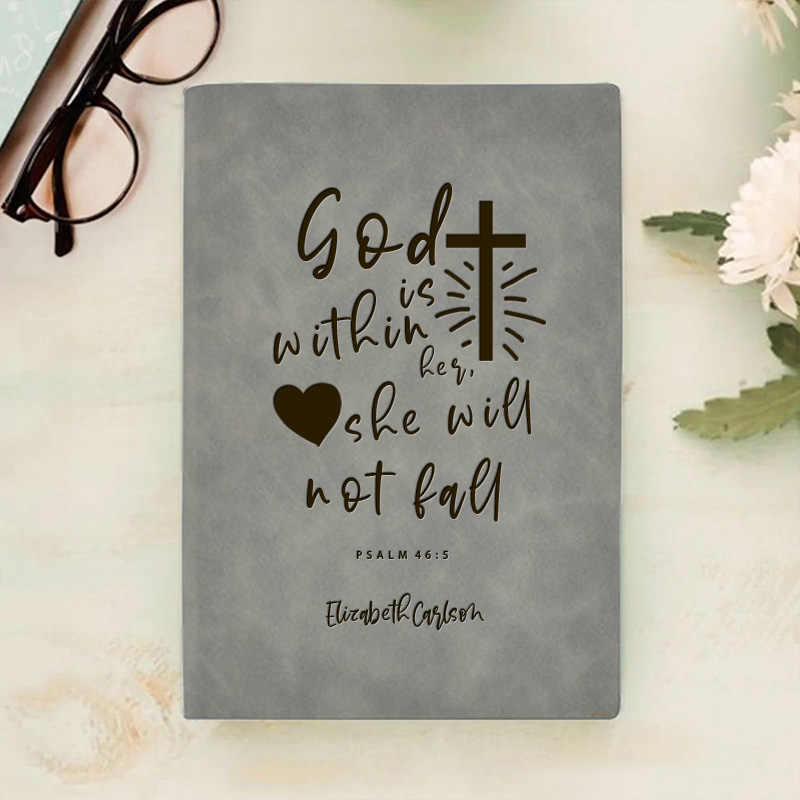 Personalized Psalm 46:5 Bible Verse with Cross Spiritual Journal A5 Notebook with Name Christian Notebook Christmas Easter Gift for Women