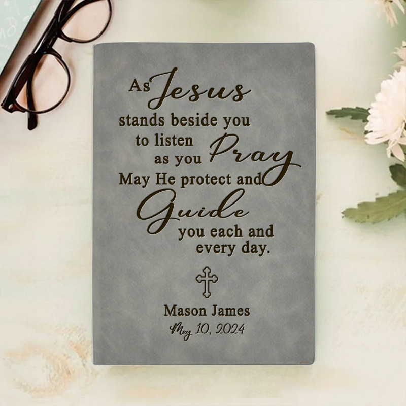 Personalized Christian Quote with Cross Prayer Journal A5 Notebook with Name Religious Study Notebook Confirmation Christmas Gift for Christians