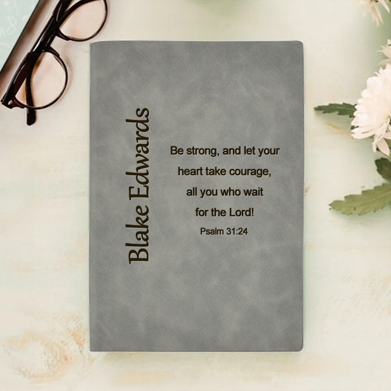 Personalized Bible Verse Faith Journal A5 Leather Notebook with Name Religious Study Notebook Devotional Journal Christmas Gift for Friends 