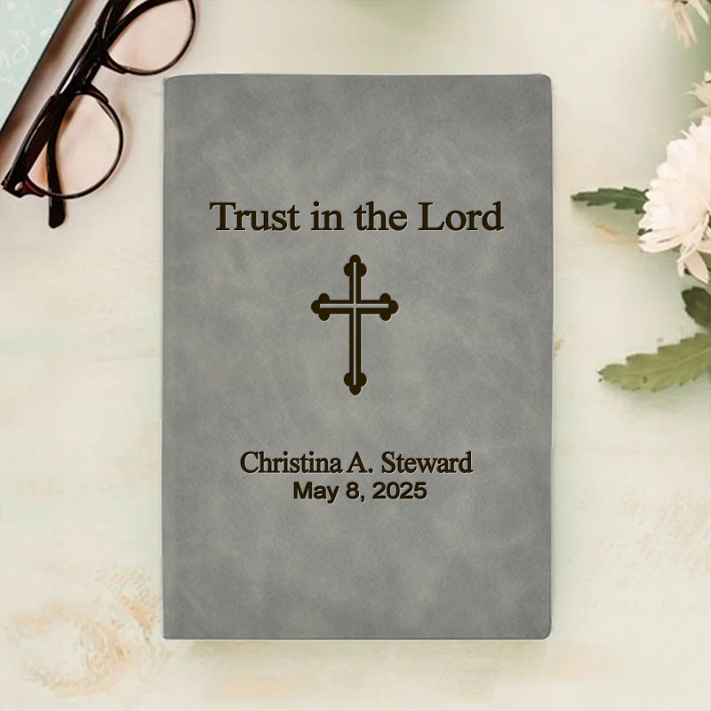 Personalized Trust in Faith Prayer Journal A5 Leather Notebook with Name Religious Journal Christmas Gift Confirmation Gift for Women and Men