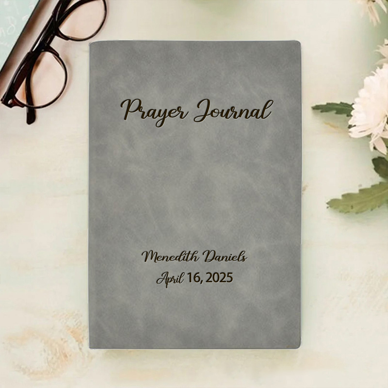 Personalized Prayer Journal Leather A5 Notebook with Name and Date Religious Journal Faith Notebook Confirmation Birthday Gift for Christians
