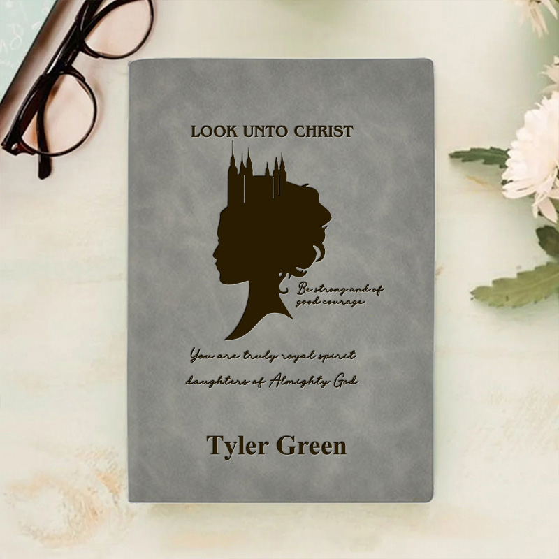 Personalized Look Unto Christ Prayer Journal Leather A5 Notebook with Name Woman Journal Temple Notebook Religious Gift Christian Gift for Her