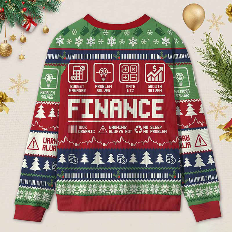 Personalized Funny Accounting Finance Ugly Christmas Sweater Gift for Accounting Finance Professionals