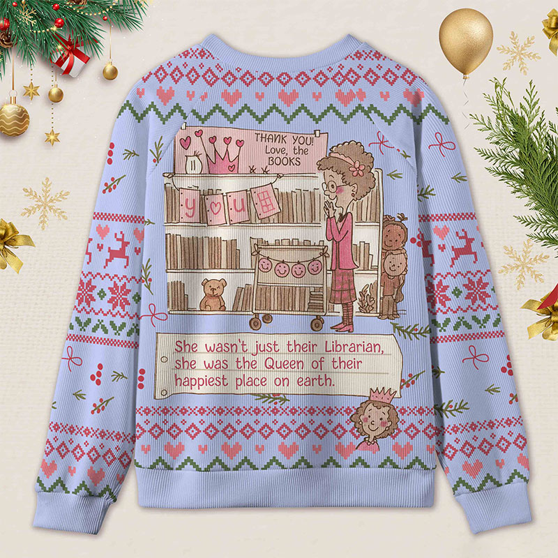Personalized Heartwarming Librarian Compliments Ugly Sweater Holiday Gift for Book Lovers