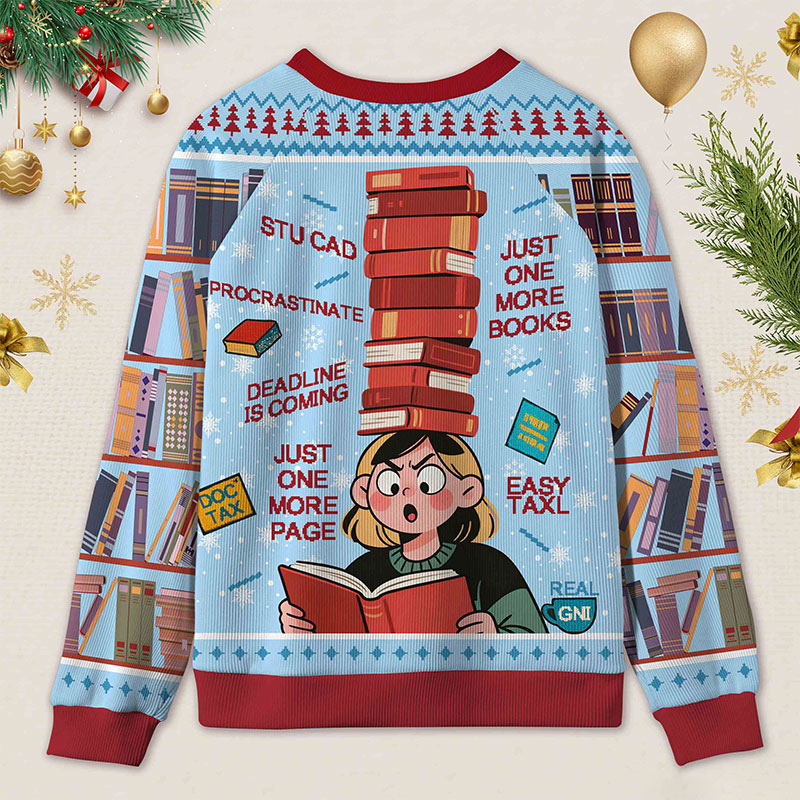 Personalized Reading Procrastination Humor Ugly Sweater Librarian Life Holiday Gift for Book Lovers