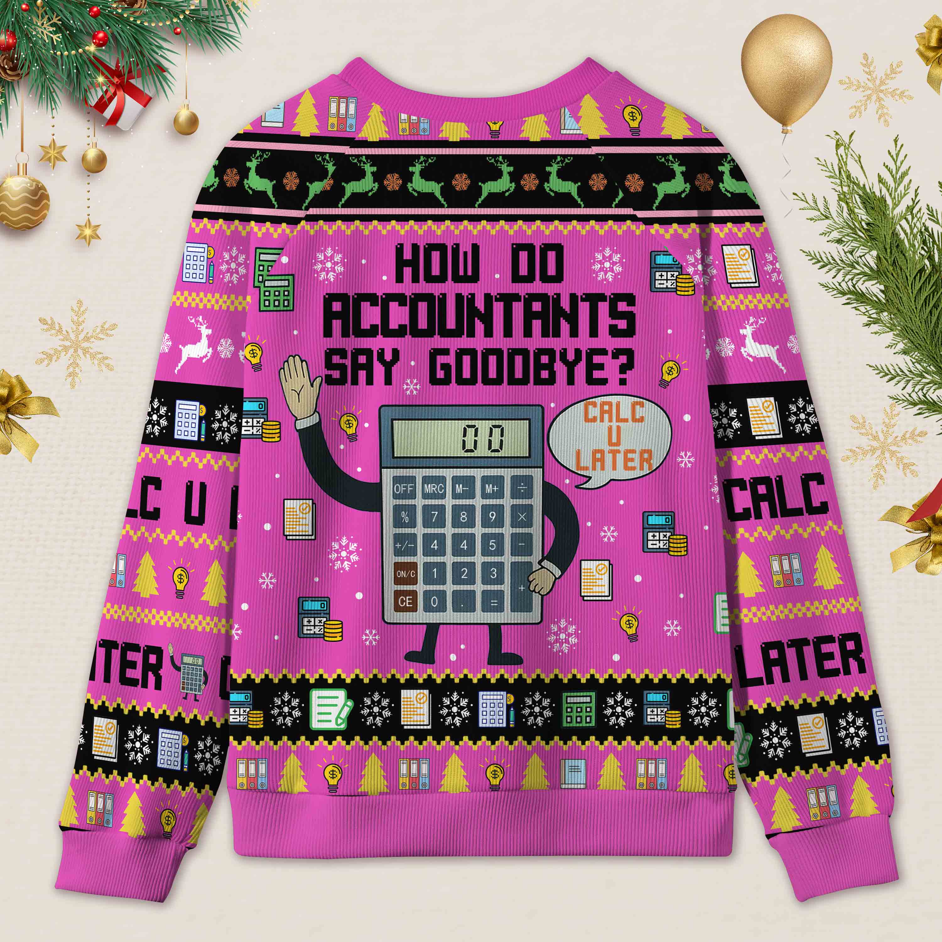 Personalized Accounting Hilarious Greeting Ugly Christmas Sweater Funny Financial Gift for Accountants