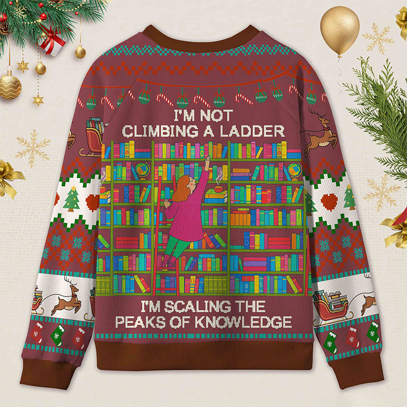 Personalized Knowledge Explorer Ugly Sweater Office Holiday Party Gift for Librarians