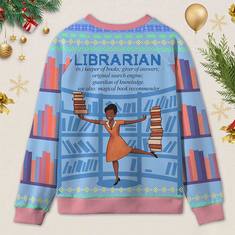 Personalized Book Lover's Dream Job Ugly Sweater Holiday Gift for Librarians