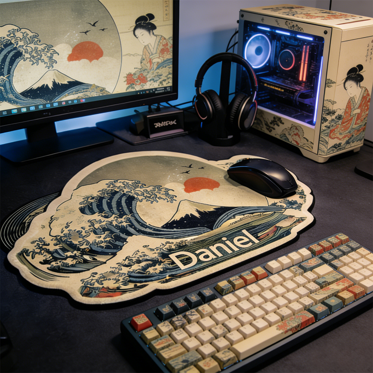 Personalized Custom Ukiyo-e The Great Wave Mouse Pad Personalized Japanese Art Desk Mat Retro Wave Off Kanagawa Gamer Accessory