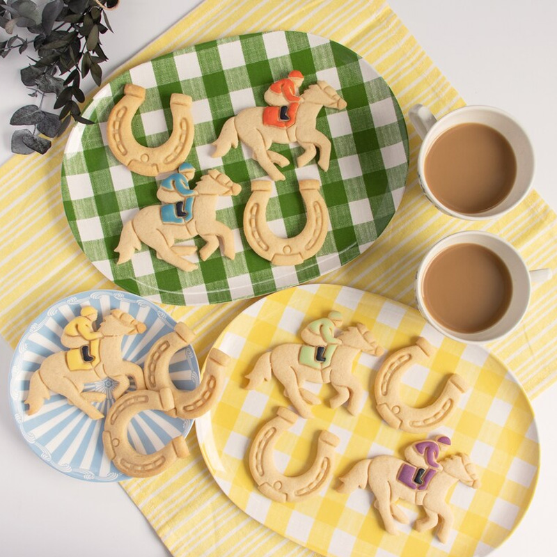 Personalized Horse Racing Shape for Equestrian Sports Party Baking Jockey Cookie Cutter 3D Printed Baking Supplies Fondant Tool Craft Stamp for Riding Lovers